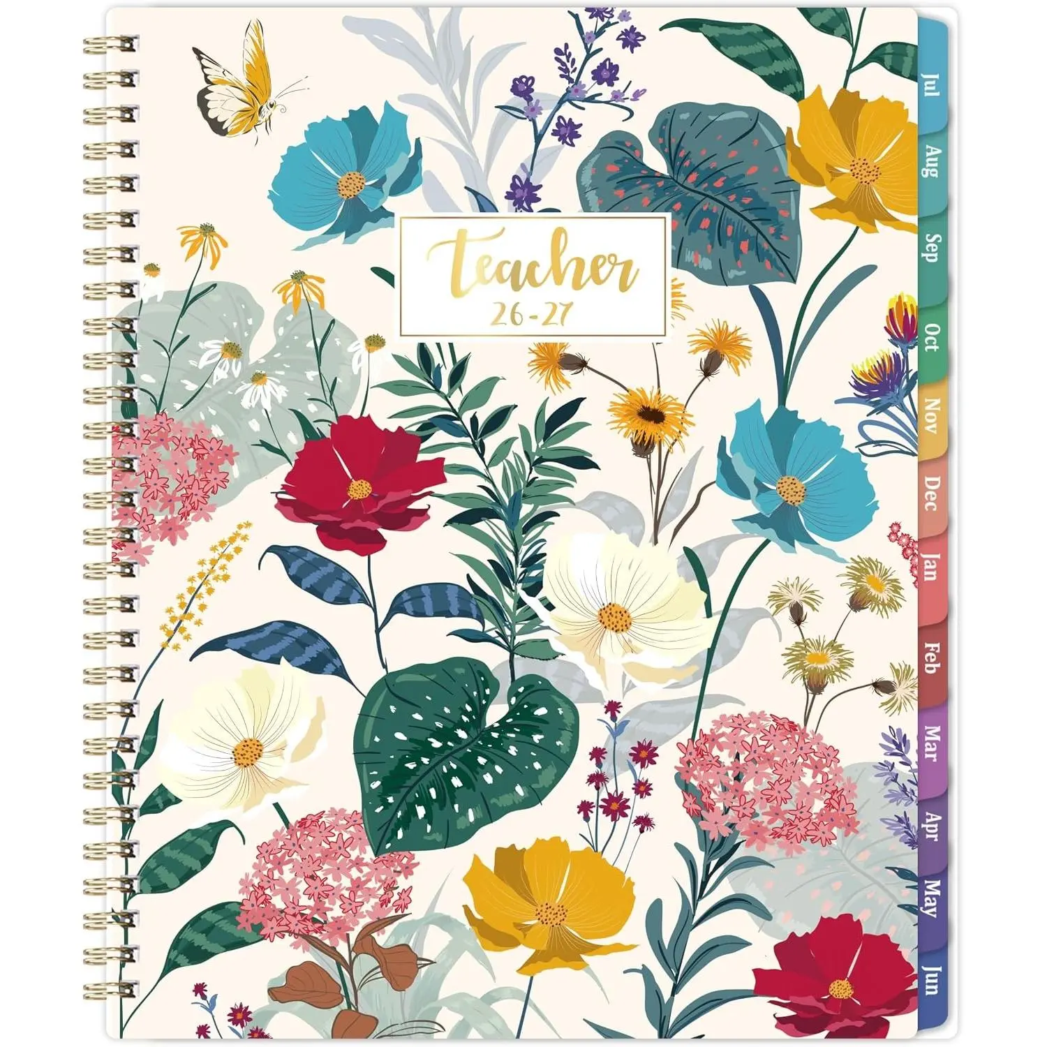 2026-2027 JUL 2026-JUN 2027 Teacher Lesson Planner 8.5"x11" Spiral Bound with Colorful Monthly Tabs