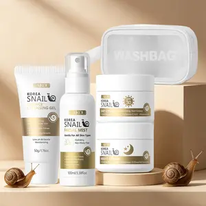LAIKOU Snail Skincare Routine Kit, Hydrating Facial Kit, 3-Step Minimalist Day and Night Routine Kit - Cleansing Gel 50g, Toner Mist 100ml, Day Cream 30g & Night Cream 30g,Deep Hydrating & Glow Skin Set