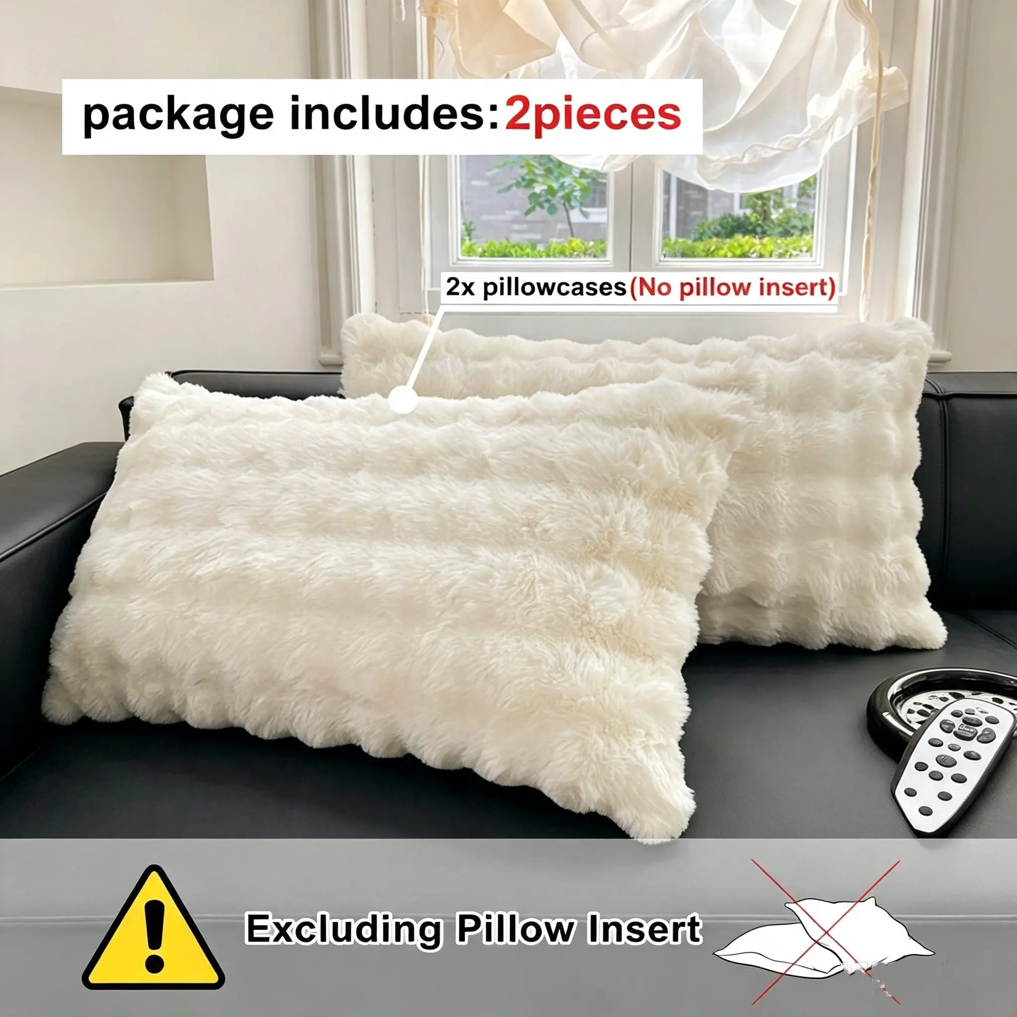 2-Pack Cream Bubble Velvet Pillowcases, Bedding, Soft and Comfortable, Ideal for Bed, Sofa, Living Room, Perfect Gift for Friends and Lovers