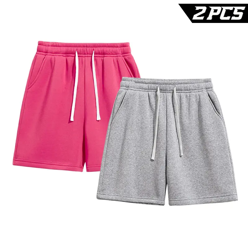 Men's 2 Pack Casual Shorts Drawstring Elastic Waist Athletic Sweat Shorts with Pockets Loose Fit Lounge Shorts for Workout Gym Running Beach Summer Daily Wear
