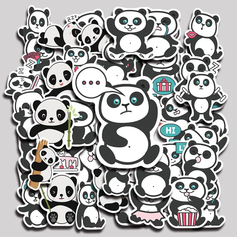 50PCS Panda Aesthetic Vinyl Stickers Pack for Laptop Water Bottle Phone Case Skateboard Journal Scrapbook DIY Decoration