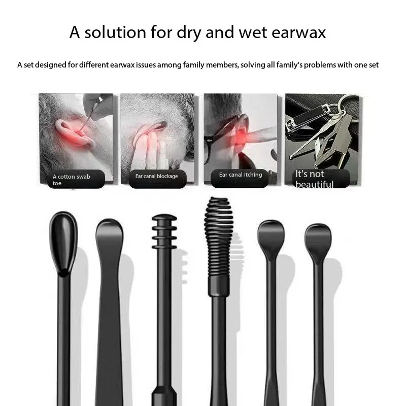 Stainless Steel Ear Cleaning Kit, 8-Piece Set with Dual-Head Spiral Ear Pick & Ear Tweezers, Portable Multi-Function Ear Wax Remover