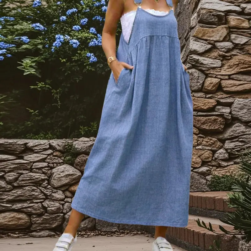 Women's Spring Plus Size Loose Dress, Fashionable Backless Skirt, Summer Women's Clothing, Winter Style, Casual Sleeveless Long Dress, Casual Wear, Casual Beach Sundress, Beach Travel Dress, Beachy Style Dress