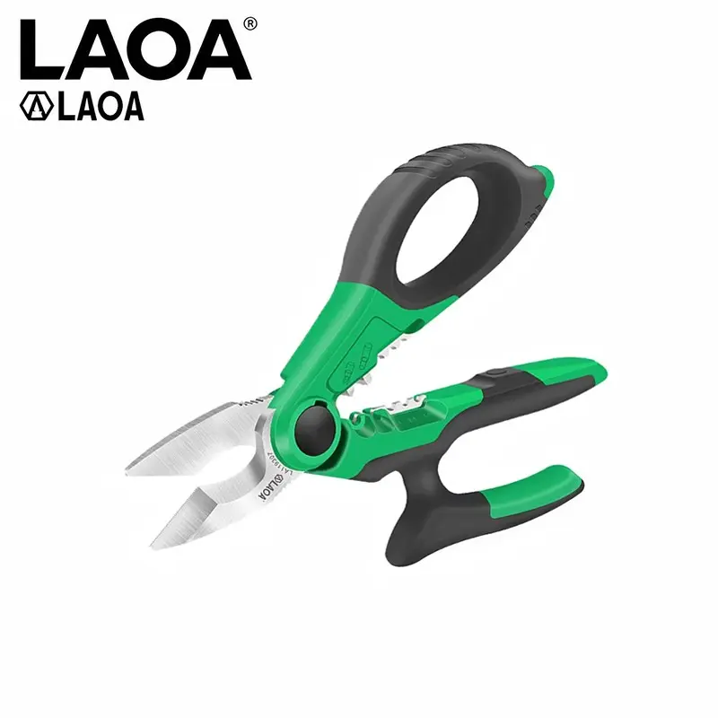 LAOA LA119307 7" Electrician Scissors, Stainless Steel Cable Cutter & Wire Stripper Scissors, Heavy Duty Electrical Hand Tool for Electricians, Wiring Maintenance, Cable Installation & DIY Repair, Cutting Supplies