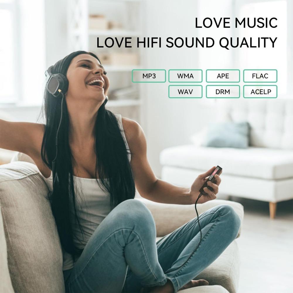 SUNDAY MIRTH MP3 Player with Bluetooth 5.3, 1.8 inch Portable Music Player with Speaker, FM Radio, Voice Recorder, Supports Expanded Up to 128GB(Black, 32GB)