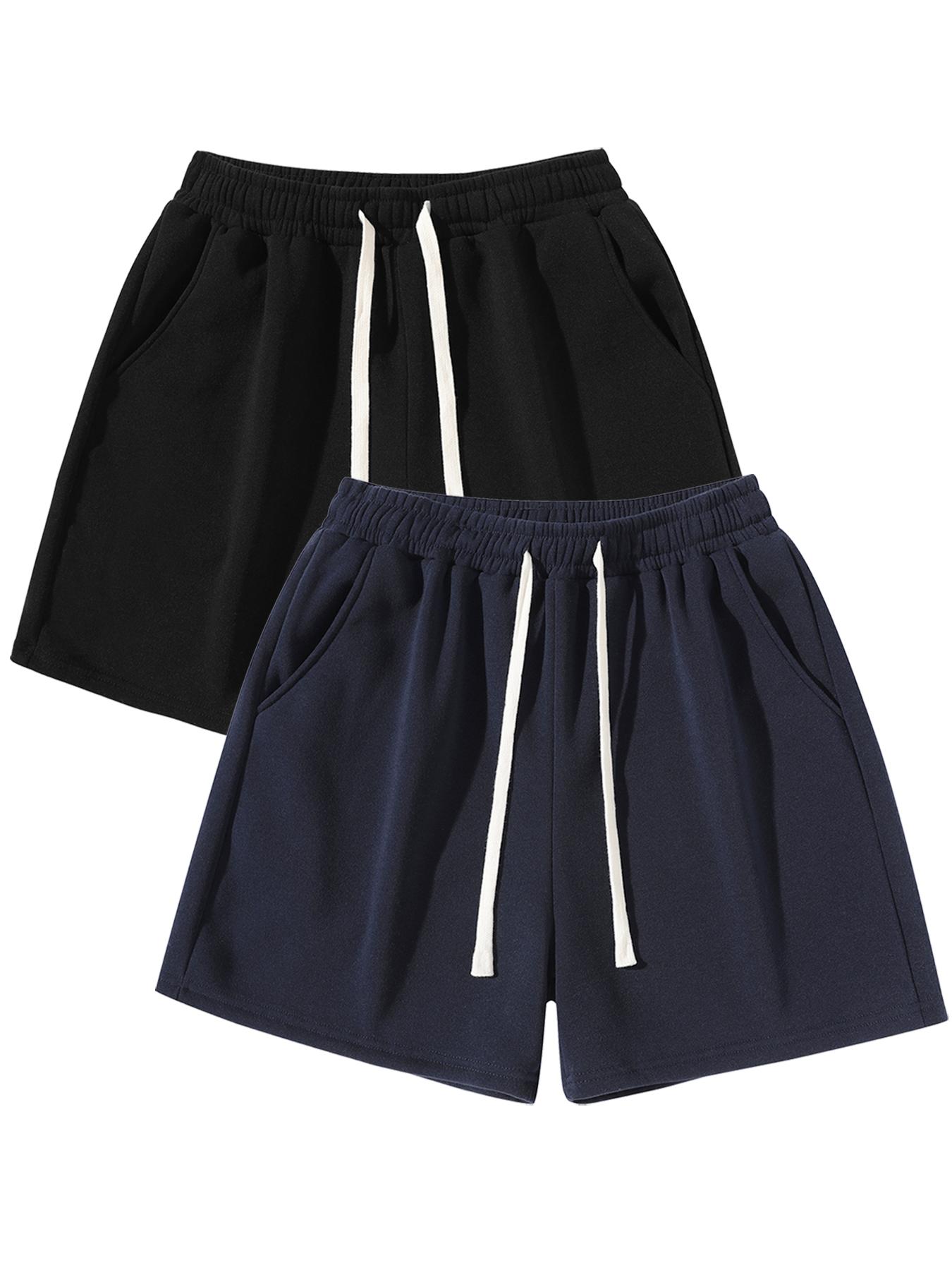 Men's Solid Color Drawstring Waist Shorts, Regular Fit Casual Comfy Breathable Shorts for Daily Wear, Men's Bottoms for All Seasons, Everyday Short Shorts, Homewear, Loungewear