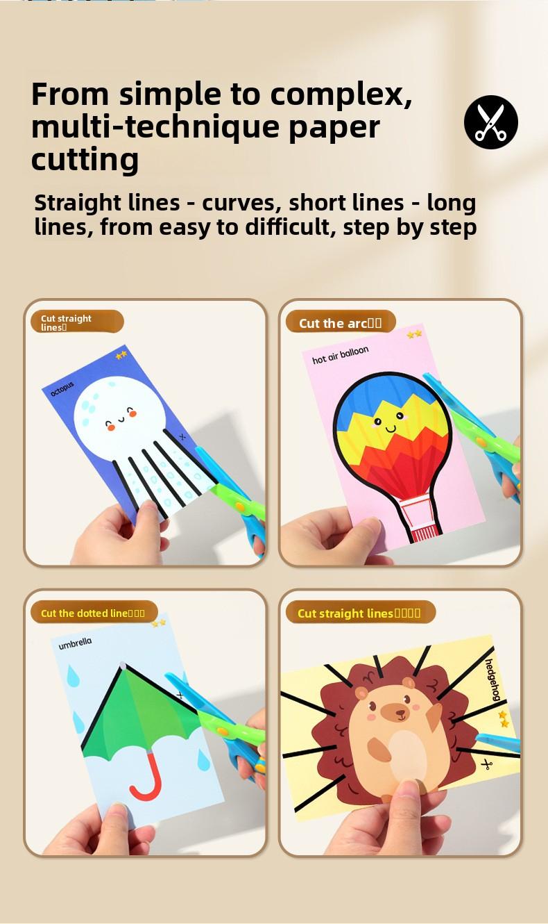 Children's Handicraft Paper Cutting Fun Origami Set for Toddlers Safe Plastic Scissors Parent-Child Interactive Educational Early Learning Toy