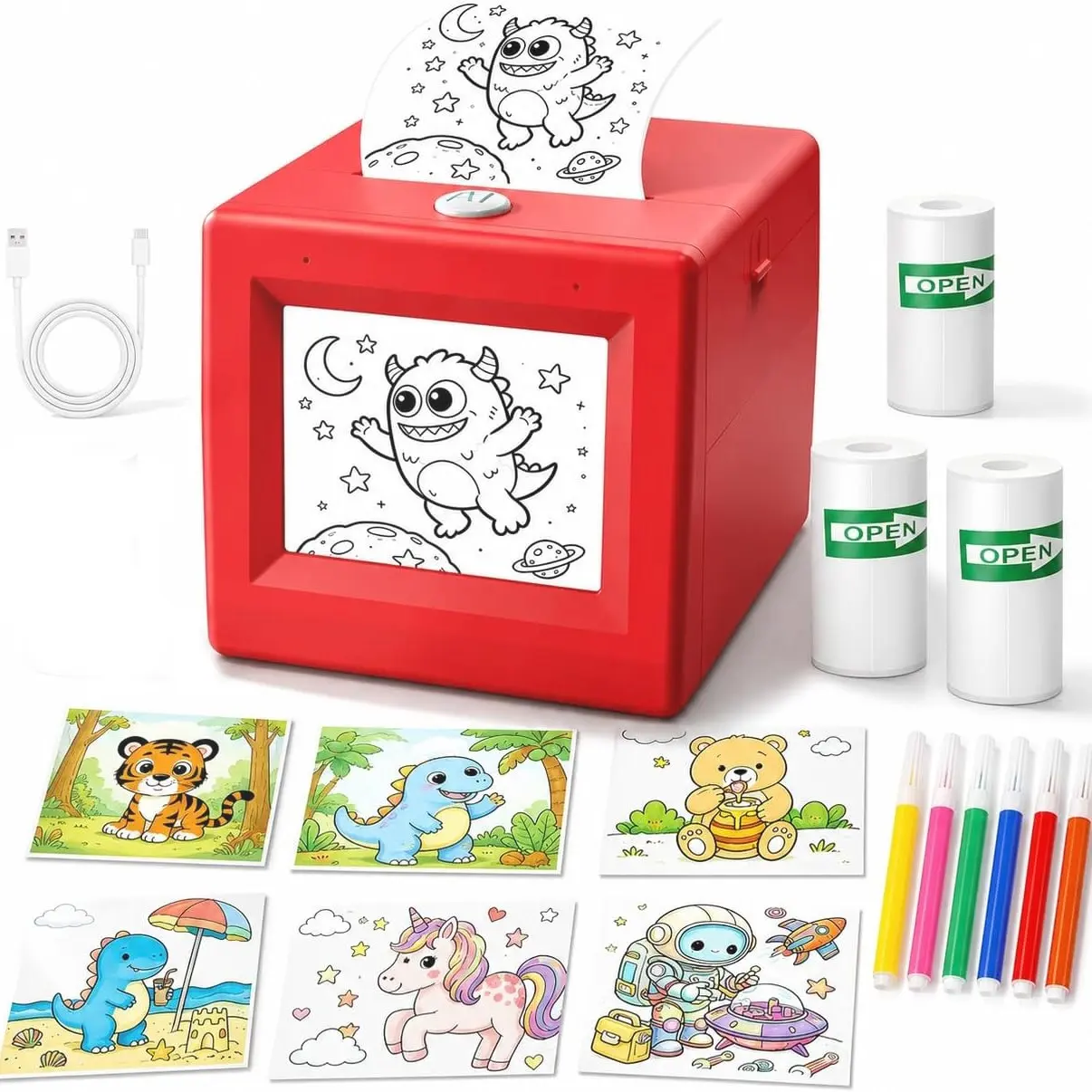 Ai Voice-Powered Sticker Printer, Wireless Rechargeable Portable Mini Sticker Maker, Ideal for DIY Art and Crafts, Home School Office Use