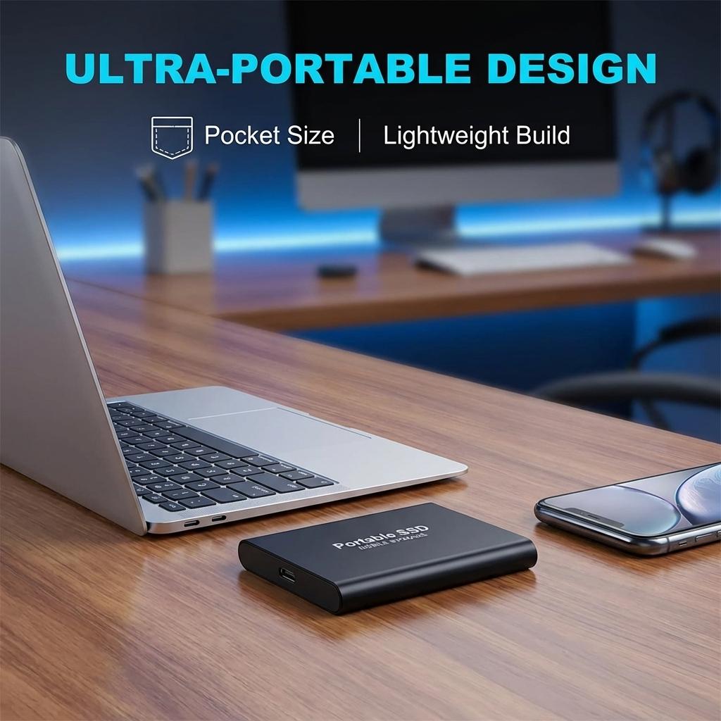 2026  Portable External SSD 1TB/2TB USB 3.2 Type-C High Speed Solid State Drive for PC Mac | Ultra Fast Transfer, Silent Operation, Plug and Play, Mobile Storage