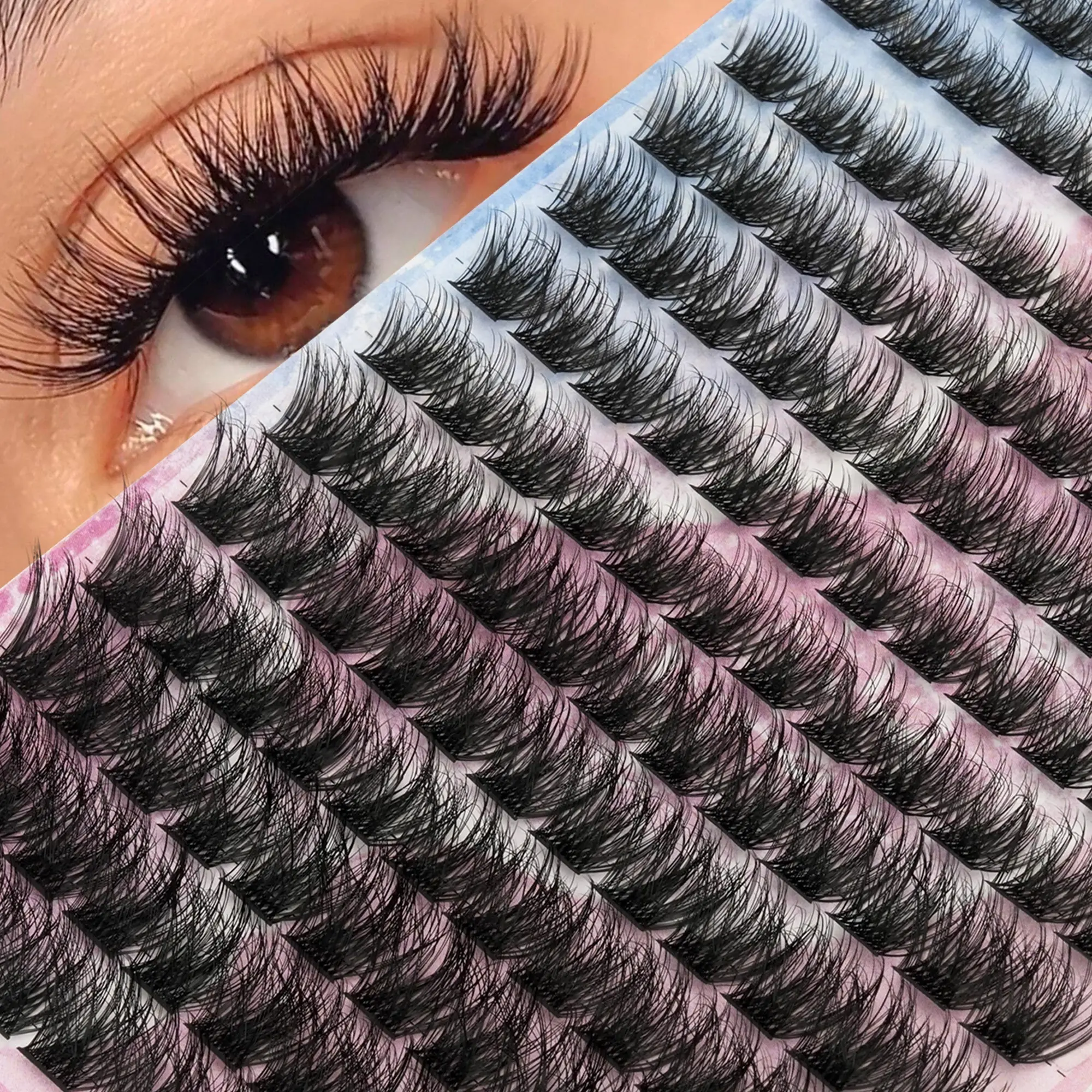 156 Pcs Bulk False Eyelashes, 10-16mm Mixed Length, D+ Curl, 3D Russian Cat Eye Style, Lightweight, Soft, Reusable, DIY, Holiday Gift