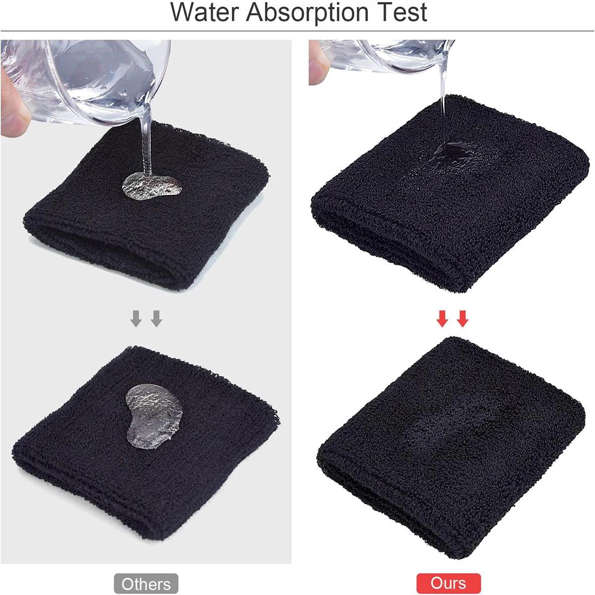 2-piece Sweat Absorbing Sports Wristbands Moisture Wicking Sweat Repellent for Tennis Basketball Running