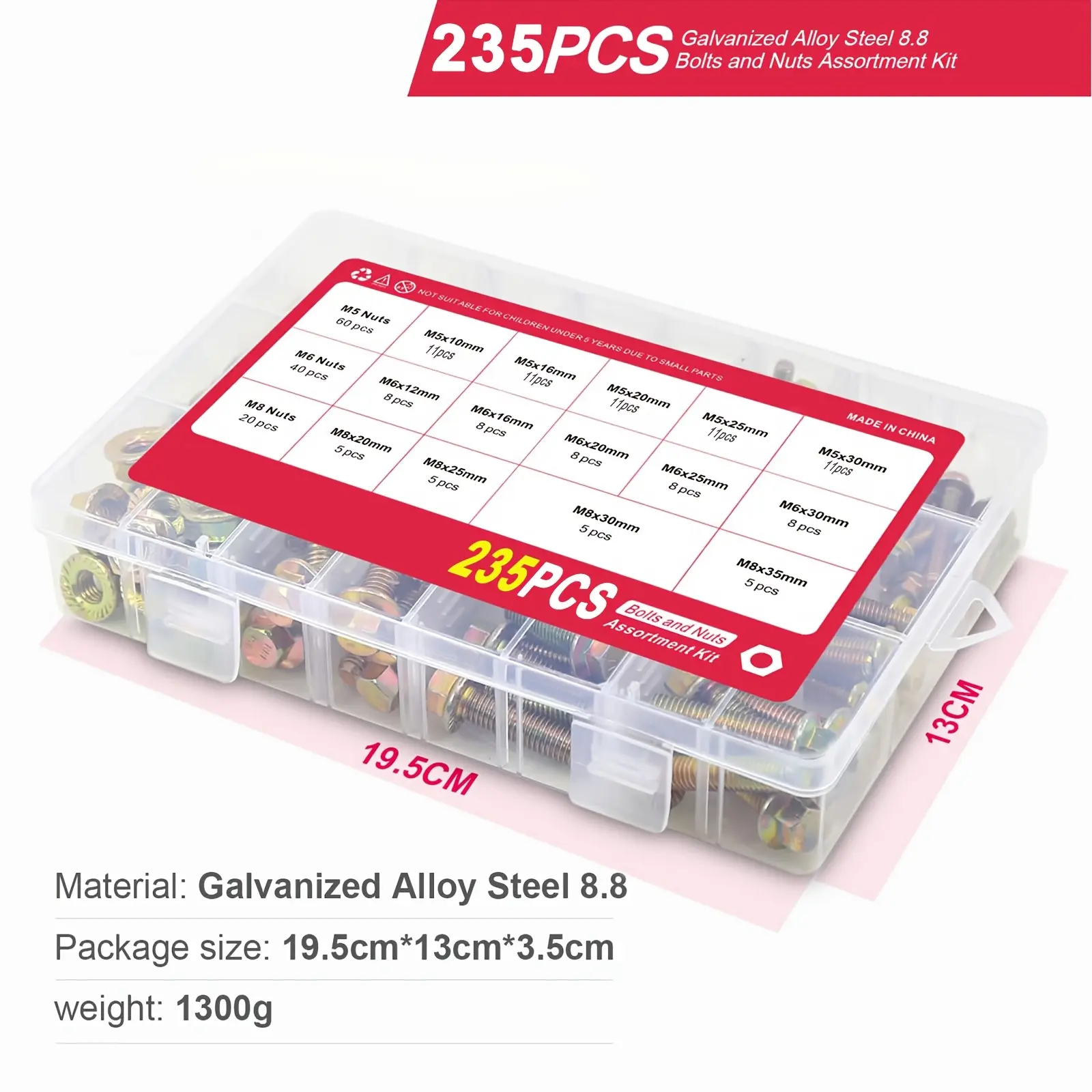 235-piece flange nut and bolt set