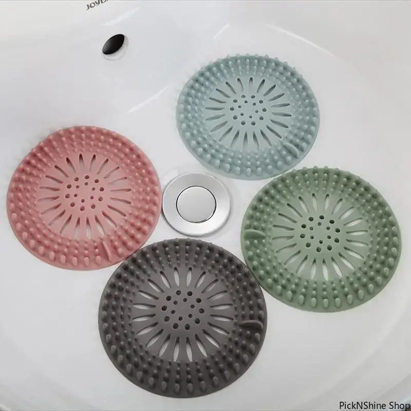Shower Drain Cover, 4 Counts/set Reusable Silicone Shower Hair Drain Cover, Bathroom Shower Drain Cover for Bathtub Sink Home Kitchen Hotel Dormitory, Bathroom Accessories