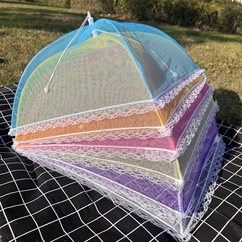6pcs Sturdy Colorful Mesh Food Covers - Lace Edged, Insect-Repellent, Dustproof, Foldable, Pop-Up Design for Picnics & Outdoor Dining - Reusable, Picnic Essentials|Vibrant Table Cover|Reusable Mesh Cover, Picnic Covering