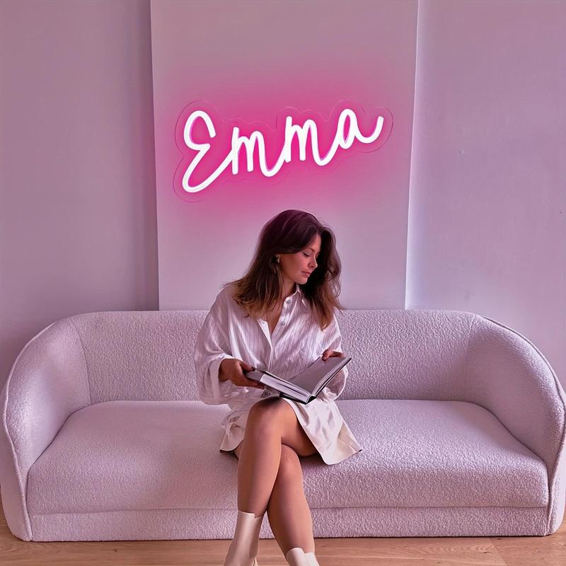 Emma Neon Sign, Emma Name Sign –Pink LED Name Light – USB Powered – Wall Decor for Bedroom, Nursery, Baby Shower, Birthday Party or Playroom