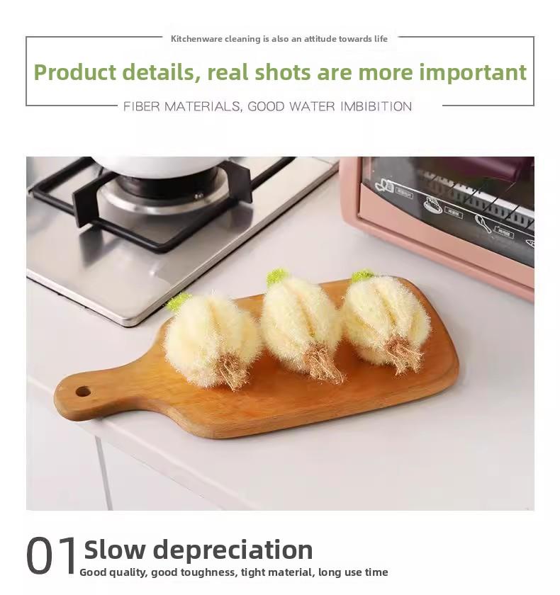 [3-piece set] Korean-style kitchen dishcloth, simulated garlic head cleaning cloth, hand-crocheted cleaning cloth, everyday dishwashing towel