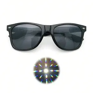Prism Effect Diffraction Glasses - Black Frame, Light Refraction Lenses, Suitable For Parties, Raves, Concerts - Disco And Casual Outfits - No Prescription Needed, Rave Essential, Fun Glasses, Durable Material