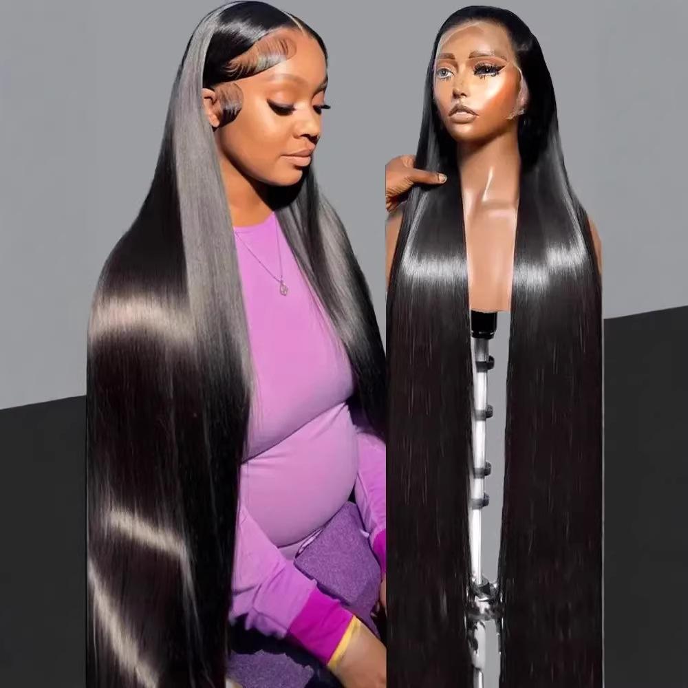 2026 European, American, and African wigs, black long straight hair lace headpiece