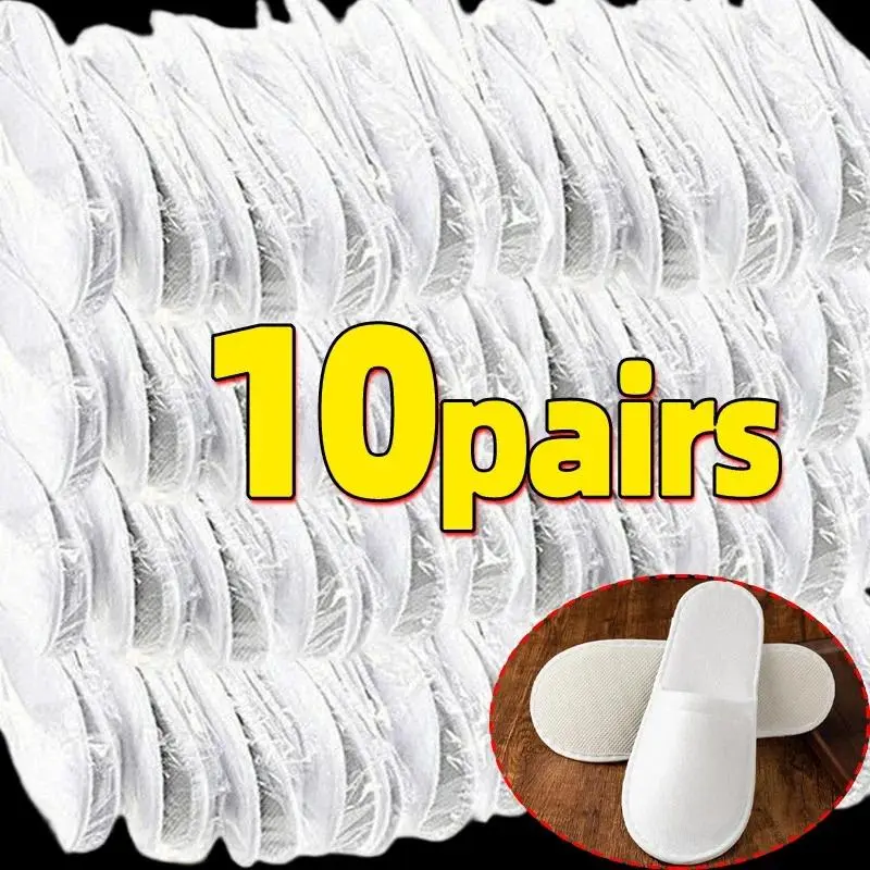 2/10pairs 2026 White Hotel Slipper Unisex Disposable Slippers for Home Guests Non-Slip Bathroom Spa Slippers Shoes for Men Women