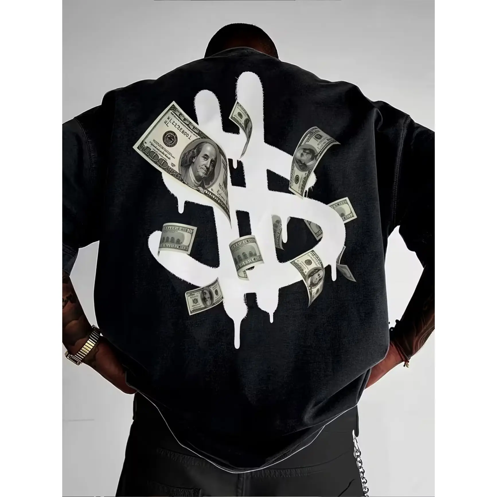 Dollar Sign Money Graphic Tee – Bold Finance Symbol Design, Edgy Oversized Cotton Shirt, Ideal Valentine’s Day Gift for Him, Best Hustle Culture or Entrepreneur Present