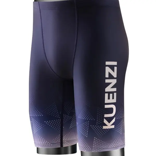Unisex Sporty Chic Gradient Print Jammer Swim Shorts - Knee-Length Chlorine-Resistant Quick-Dry Athletic Swimwear, Plus Sizes, Machine Washable