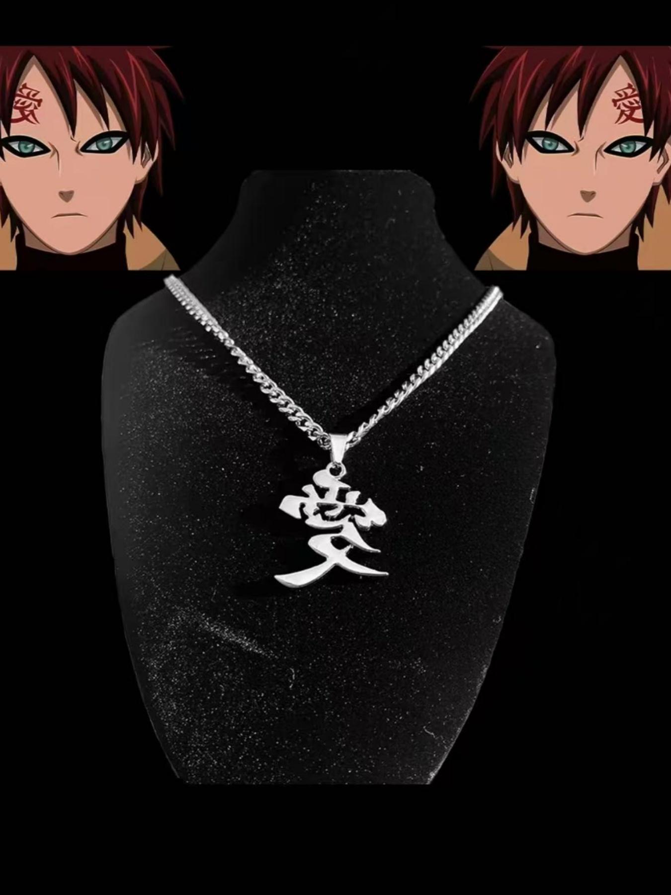 Anime Kanji Stainless Steel Necklace, Punk Style Chain, Gaara Love ...