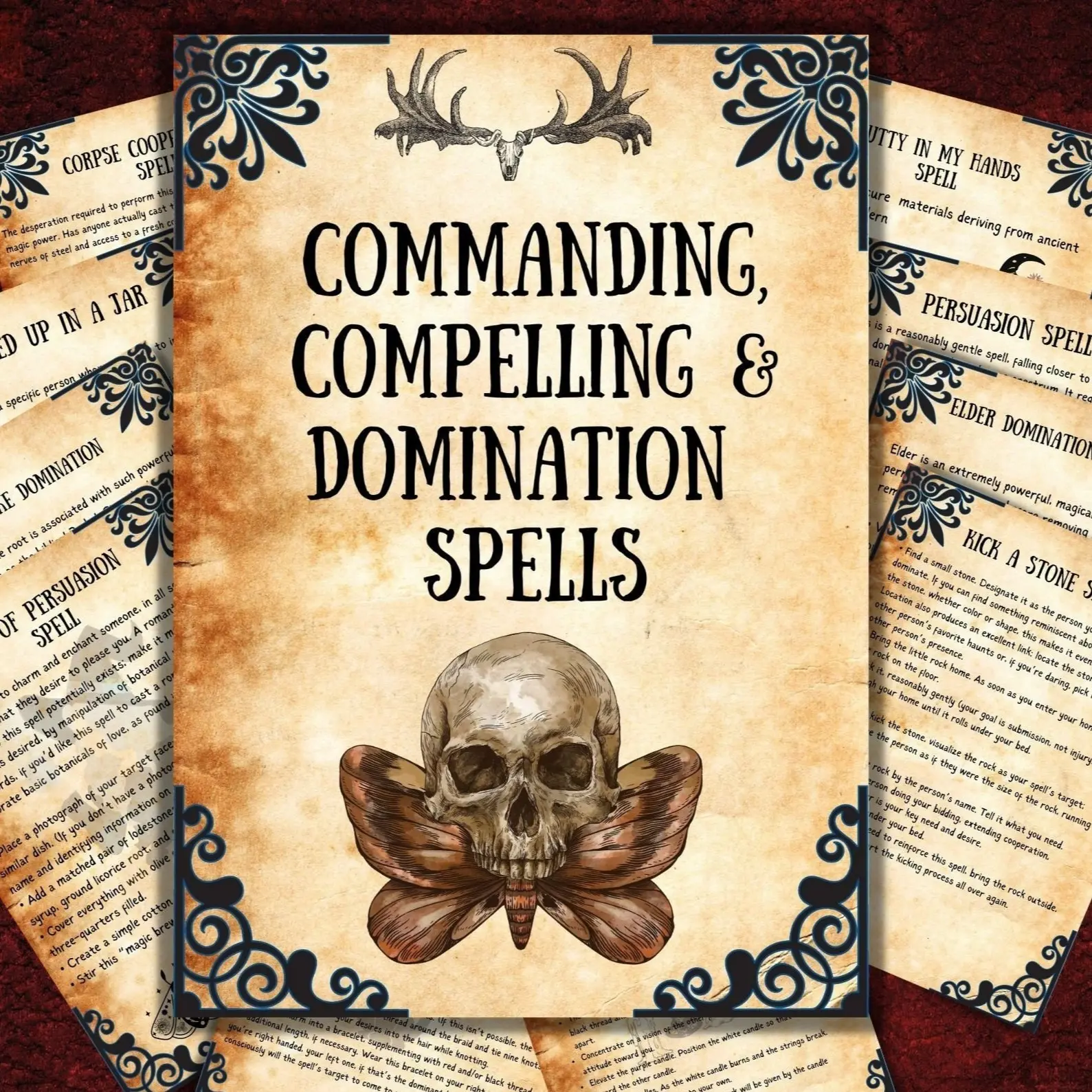 Domination Spells Grimoire, Witchcraft Book of Shadows, Occult Magic, Beginner Rituals, Pagan Bos Pages, Essential for Spellcasters