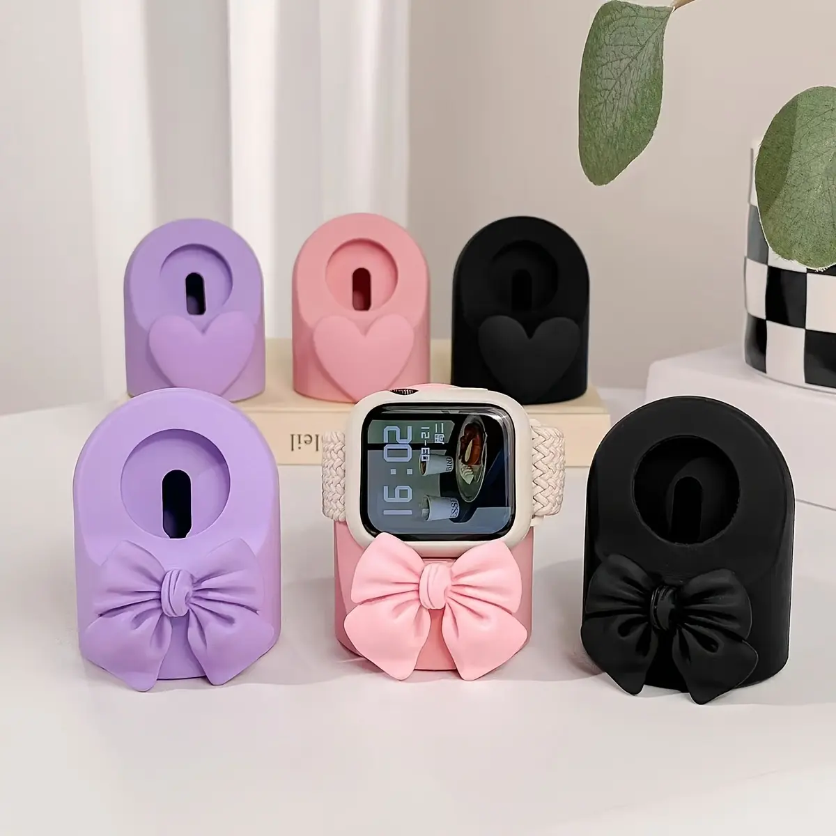 Cute Silicone Desktop Charging Dock Holder for Apple Watch Series 10 9 8 7 3-10 Ultra All Sizes Non Slip Smartwatch Charger Base Bracket Nightstand