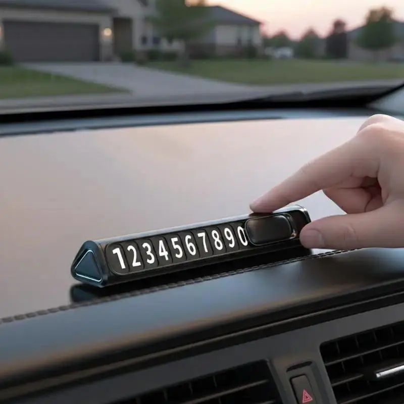 Hidden Parking Phone Number Plate One-Click Privacy Switch Car Parking Card Dashboard Decoration Gadget Gift for Car Lovers