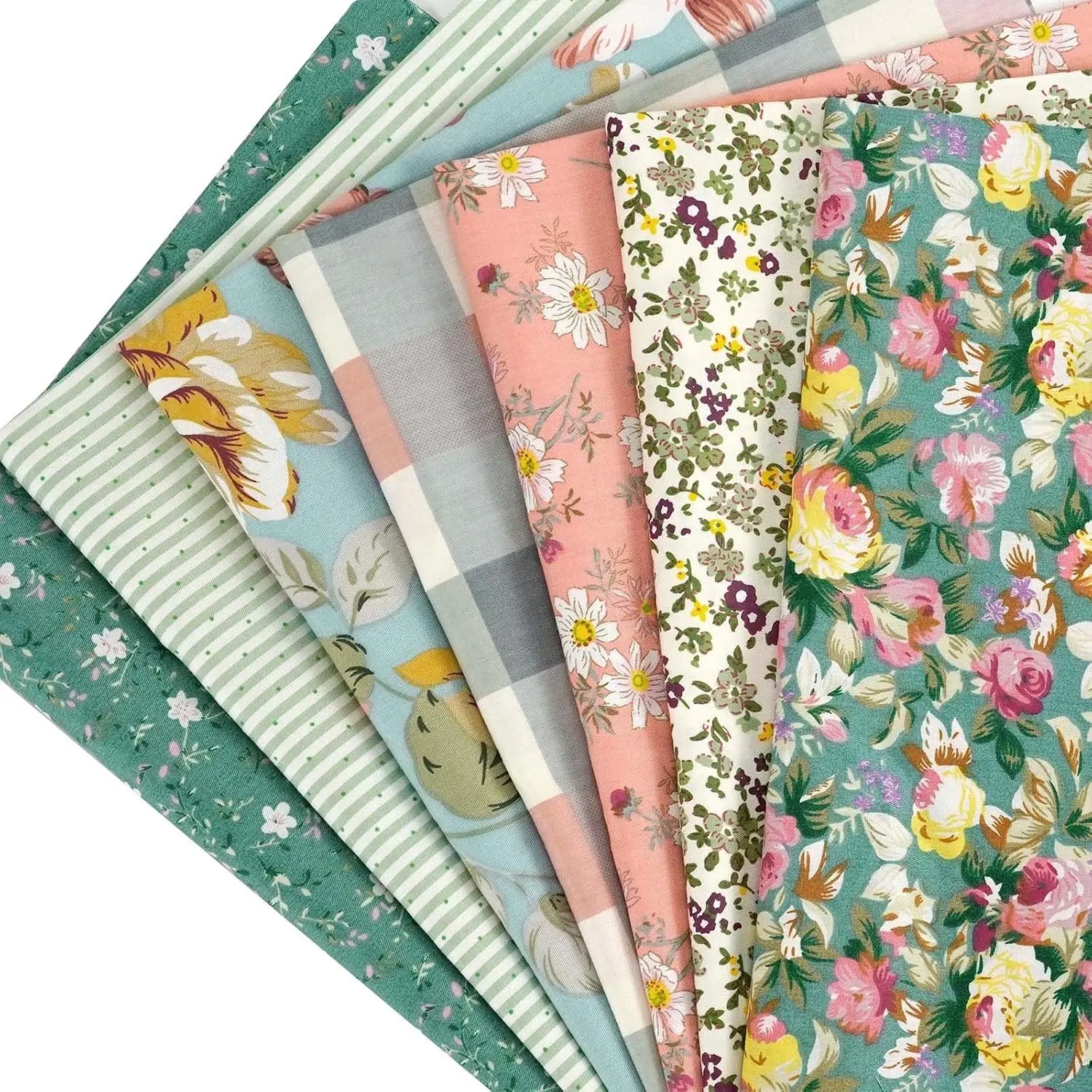 7 Pieces Cotton Fabric 18 x 22 Inches Precut Fat Quarter Bundles for Sewing, Quilting & Crafting - Peony LilyGift