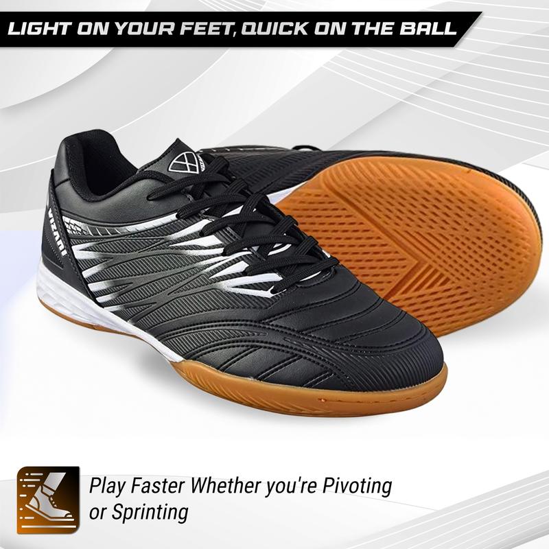 Vizari Indoor Soccer Shoes for Men and Women |   Lightweight Indoor Football Shoes with Synthetic Upper |   Non-Marking Rubber Outsole Cleats for Indoor Soccer and Futsal Surfaces