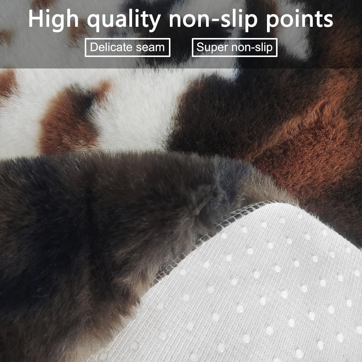 Cow Print Rug, Faux Cow Rug, 1 Count Non-slip Soft Plush Floor Mat, Decorative Carpet for Home Living Room Bedroom Hotel Dormitory