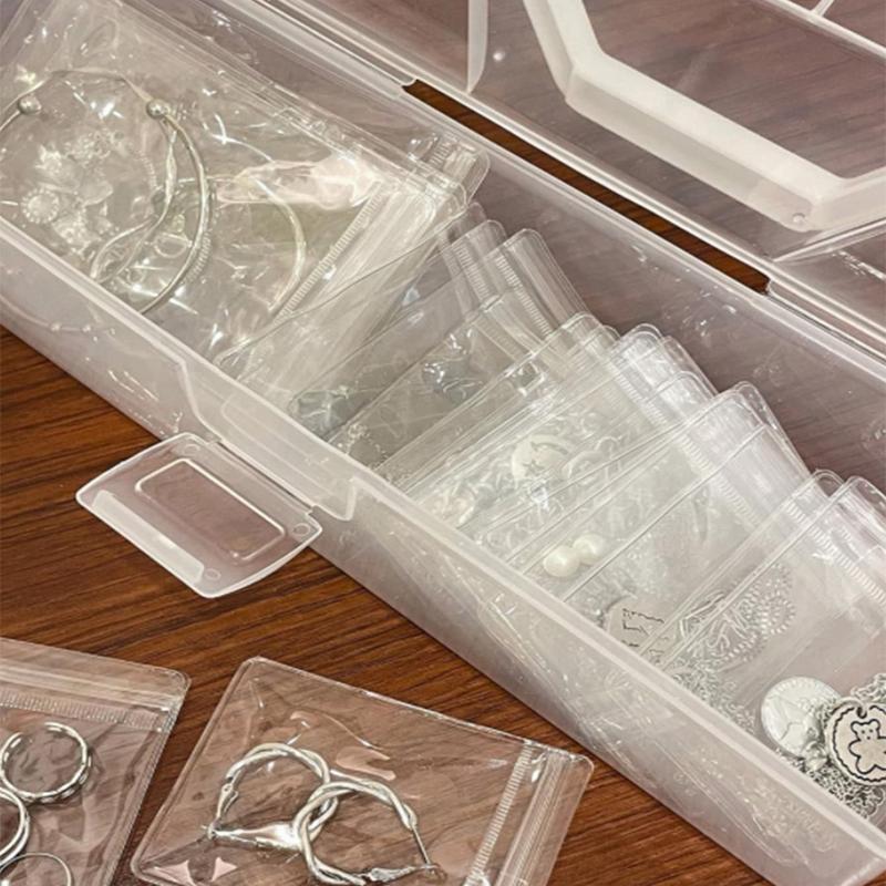 Clear Rectangle Jewelry Storage Box, 1 Count Portable Dustproof Badge Storage Case With Handle For Jewelry Photo Badge
