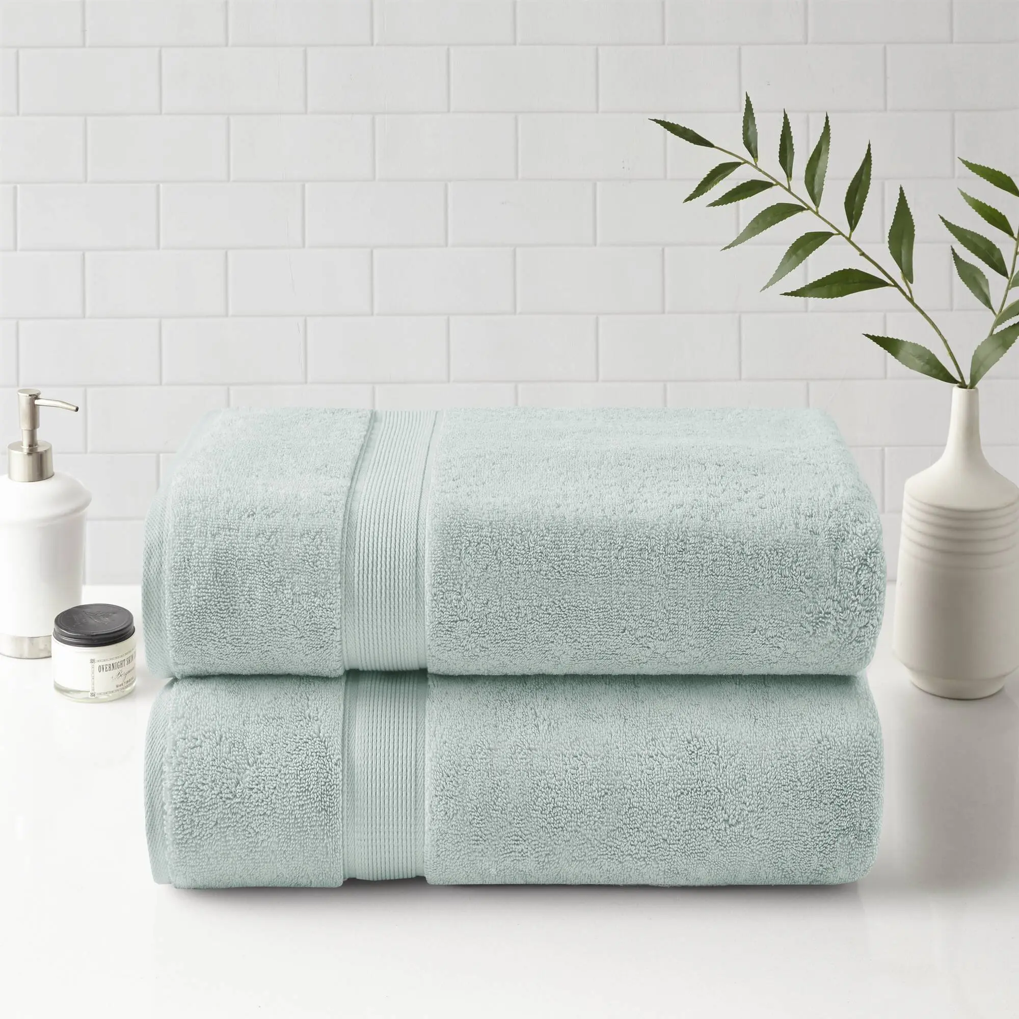 ARCH 2-Pack Ultra-Soft 100% Cotton Bath Towel Set, 34x68 Inches, Highly Absorbent Quick-Dry Towels for Bathroom, Spa, Gym, Pool, Beach, Seafoam Green, Machine Washable, Lint-Free, Fade Resistant, Plush Terry, Ideal for Daily Use, Guest Towels, Travel