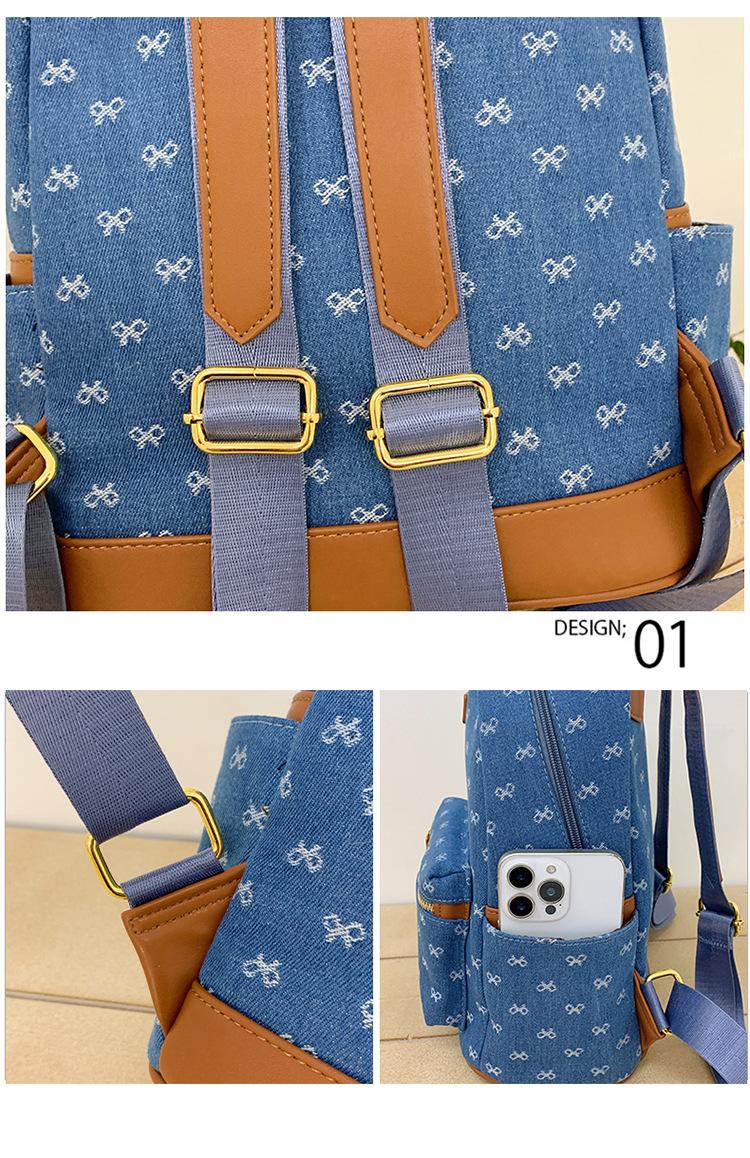 Korean-style fashionable trendy women's backpack, stylish and cute with a bow, student schoolbag, 2026 new model, cross-border women's bag