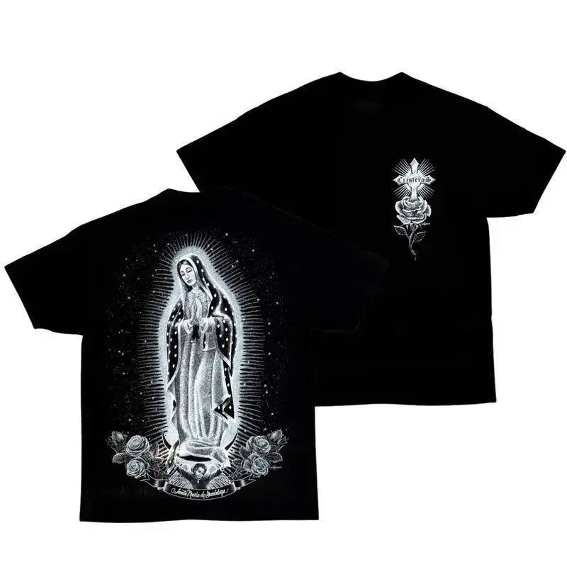 Women's Graphic T-Shirt, Short-Sleeve Vintage Chicano Streetwear Top in Soft, Breathable, Stretchy Cotton with Ribbed Crewneck, Shortsleeve