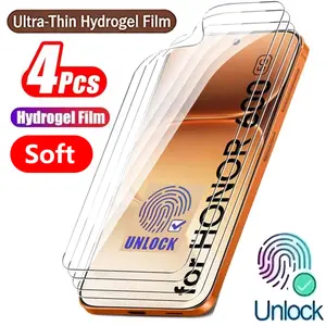 4-piece set of soft hydrogel film, compatible with Honor 600 Pro 600 Lite, soft TPU transparent screen protector, supports fingerprint unlocking, high-definition transparent [non-glass]