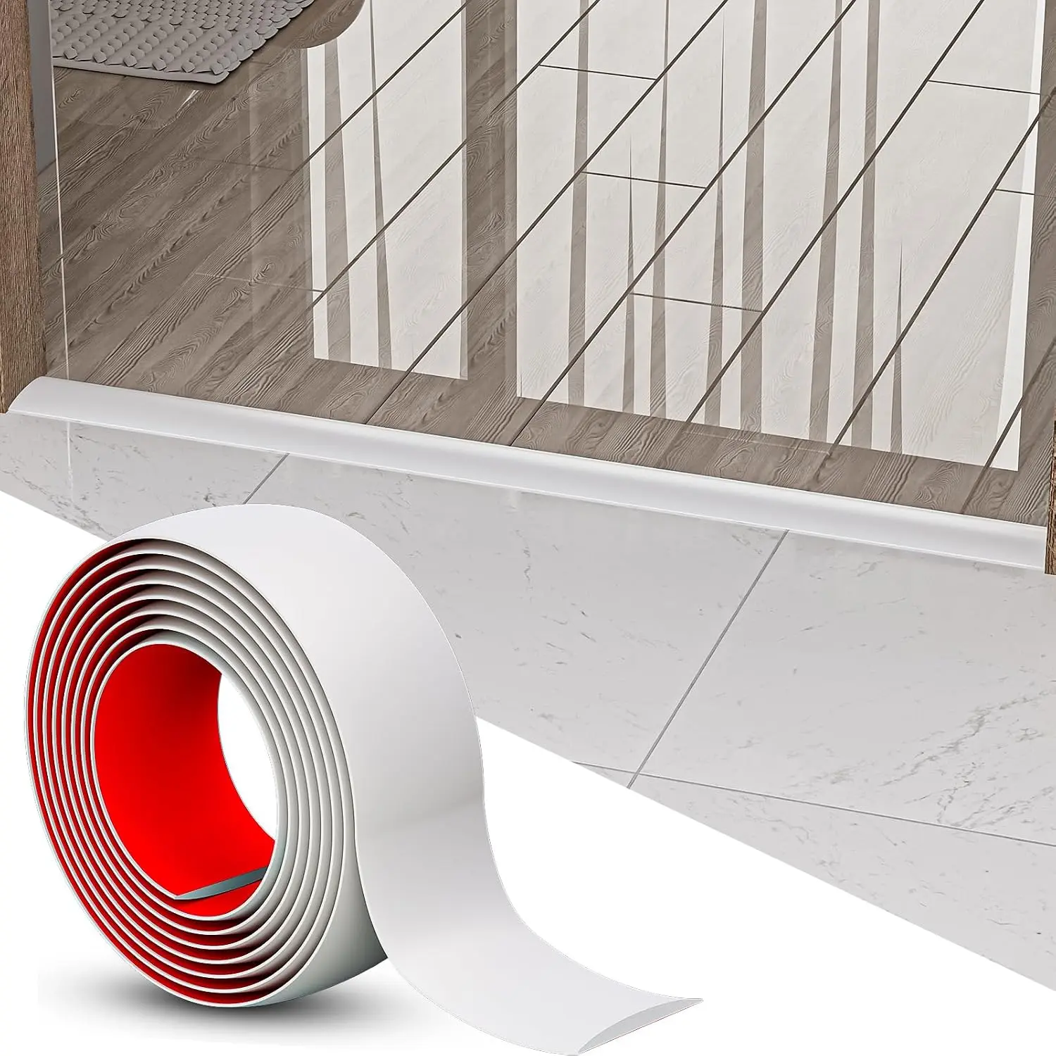 Floor Transition Strip - Self Adhesive Vinyl Flooring Trim for Carpet, Tile & Gaps, Threshold Cover Molding (4ft x 1.57in, Brown)
