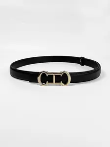 Fashion Letter Buckle Belt, No Drilling Adjustable, All Seasons, Elegant PU Material, Versatile for Skirts and Pants