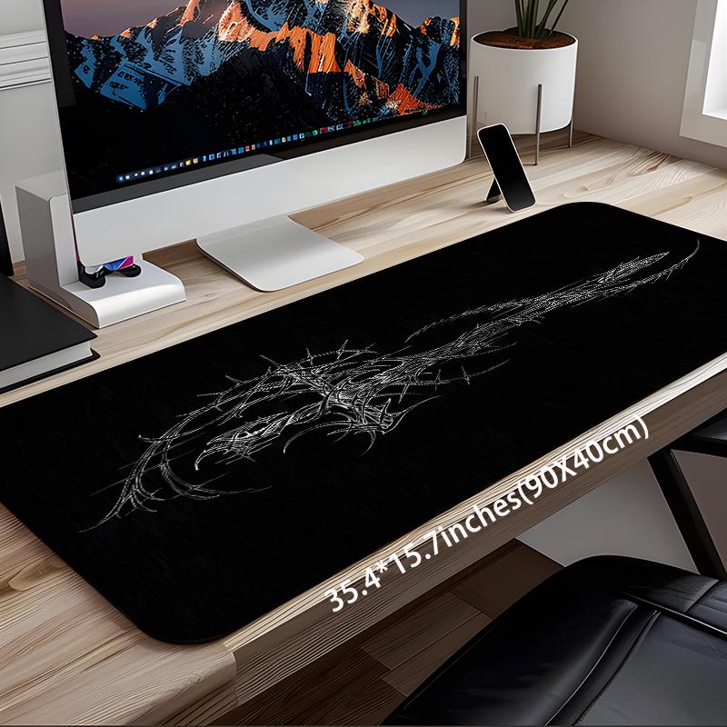 Gothic Thorned Cross Pattern Mouse Pad, Large Gaming Mouse Pad, Aesthetic Desktop Decoration Protective Pad, Non-slip Rubber Pad for Laptop, Desktop Computer Games, Gaming Mousepad