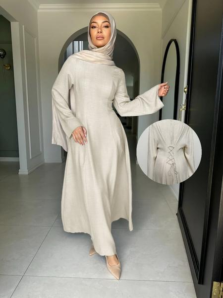 Women's Muslim Long Dress, Casual Style Back Tie Design, All Season Wearable, Elegant & Comfortable Fit, Perfect for Daily Use, Hijabi Cute Dresses