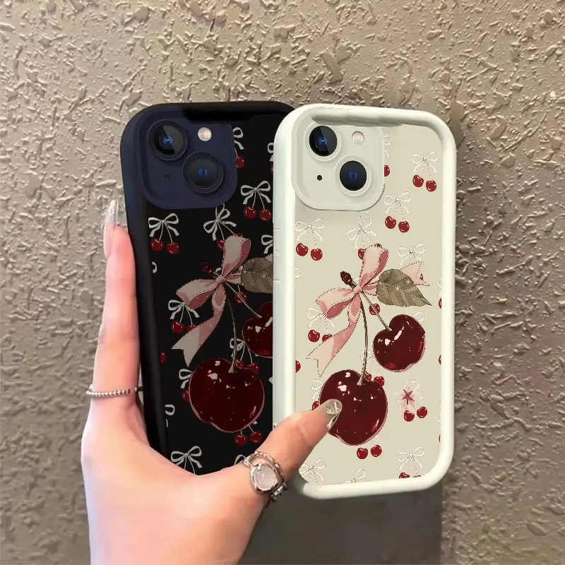 Phone case for iphone 13 13mini 14 14plus 15 15plus Bows & Glossy Cherry Print Design Celestial Eye Layered Phone Case Full cover protection TPU Shockproof Gift ROOJTNS08