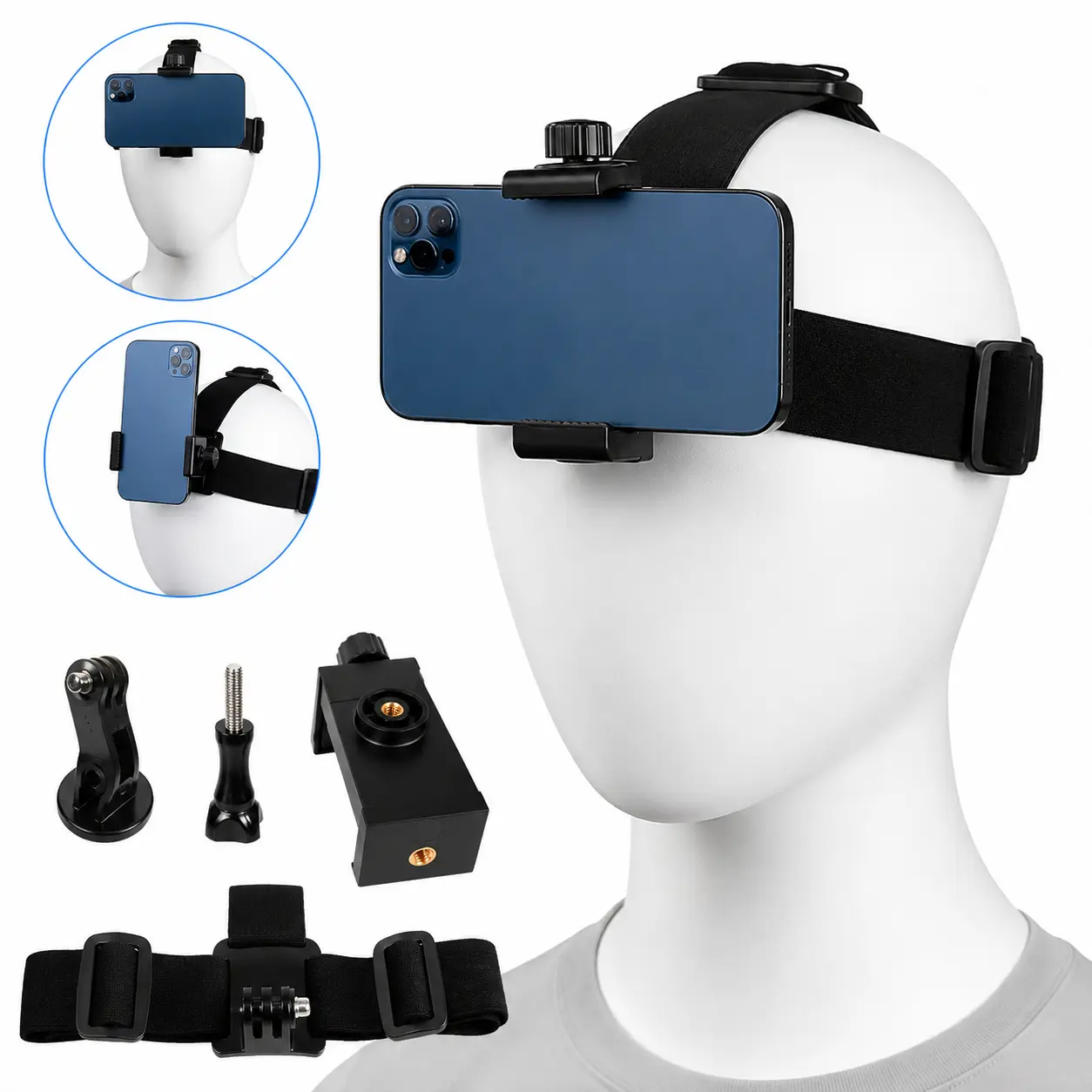 Head Mount Phone Holder, Adjustable Hands Free POV Phone Mount with 360° Rotation for Phone & Android, Ideal for Cooking, Crafting, Fishing, Travel & Everyday Use