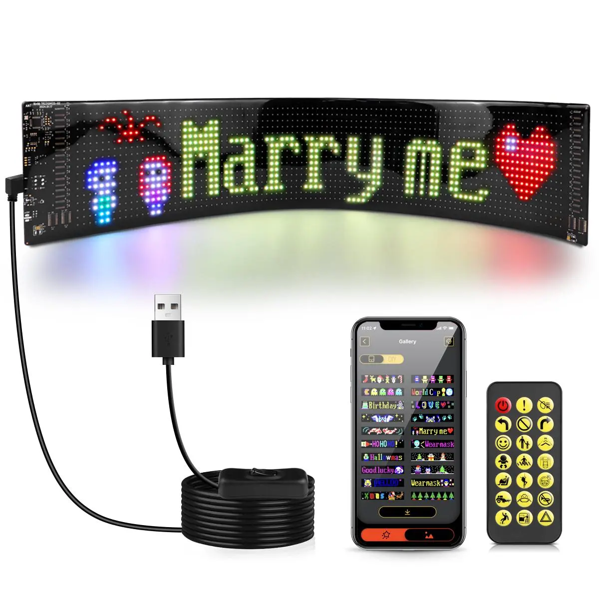 LED Sign Display Light, 1 Count APP Control Flexible LED Store Sign, Christmas Wall DIY Decoration, Custom Text Pattern Animation Programmable LED Display
