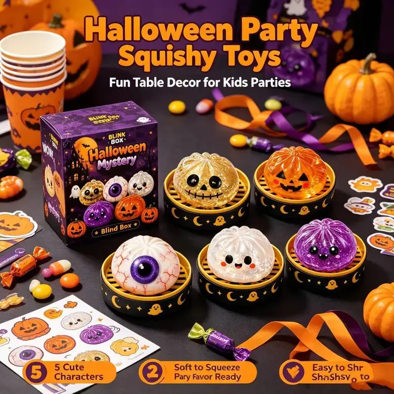 Halloween Ghost Dumpling Glitter Squeeze Toy Set,Spooky Stress Relief Squishy Fidget Toys, PortableHand Decompression Toy, Halloween Party FavorsTrick Treat Bag Fillers Holiday Gifts