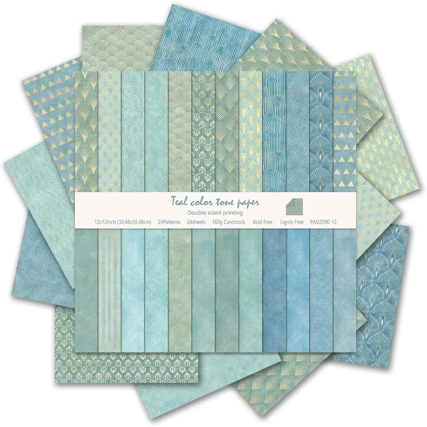 24 Sheets Scrapbook Paper - Boho Patterned Cardstock Paper Pads, 12"x12" 160gsm Coloured Double Sided Decorative Craft Papers for Scrapbooking, Card Making, Journaling and DIY Projects (Boho 2)