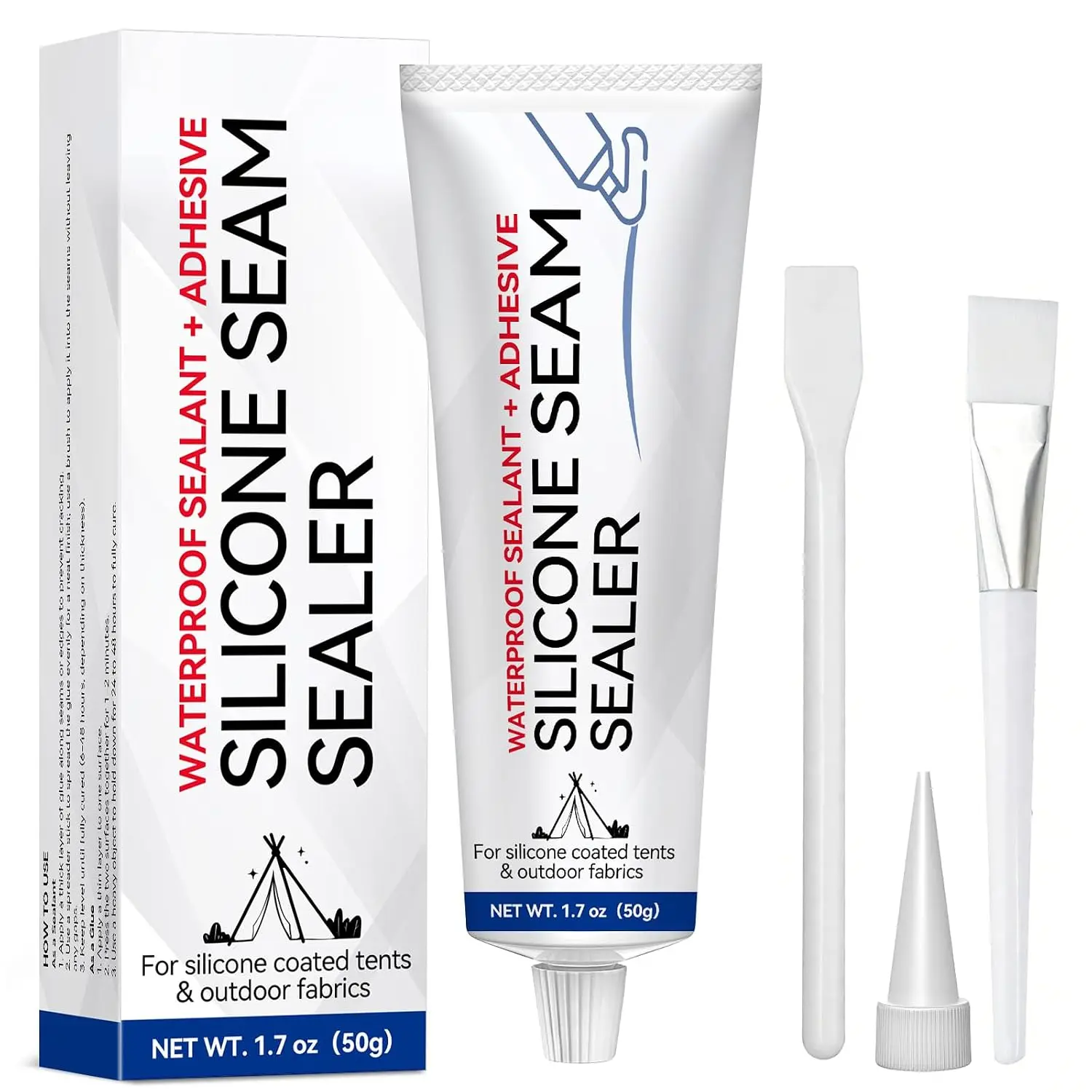 50g Tent Seam Sealer , High Strength Seam Sealer, Tent Repair Kit, Flexible Sealant Adhesive for Tents, Jackets, Sleeping Pads and Outdoor Fabric, Seals Seams  Nylon, Canvas and Vinyl
