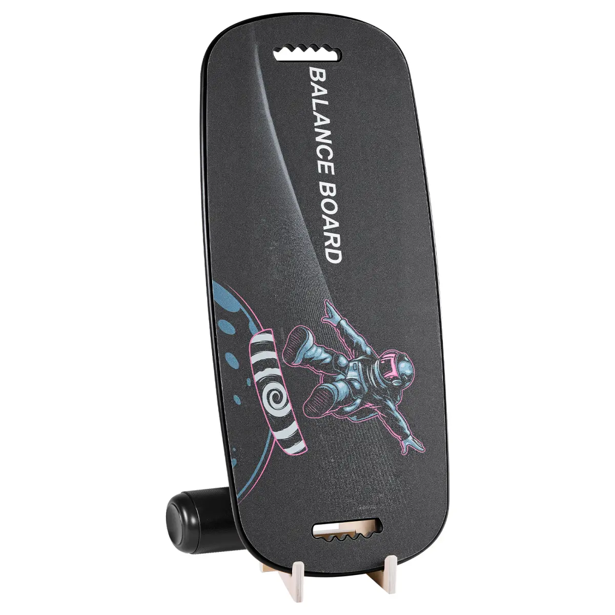 [Fahuac] 2-in-1 Board & Roller Set, Solid Wood Balance Board Trainer with Magnetic Adjustment System, Anti-Slip Surface, Quick Position Changes, Portable & Space-Saving Storage Base for Core Workouts, Black