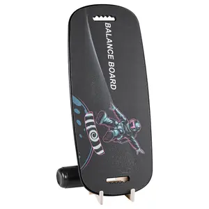 [Fahuac] 2-in-1 Board & Roller Set, Solid Wood Balance Board Trainer with Magnetic Adjustment System, Anti-Slip Surface, Quick Position Changes, Portable & Space-Saving Storage Base for Core Workouts, Black