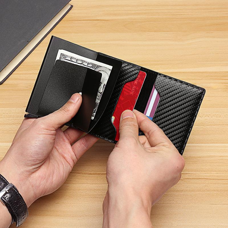 Men's Wallet | RFID Blocking Aluminum Card Holder |Suitable for Business and Daily Use | Ultra-Slim Fiber Design with Automatic Pop-Up Function